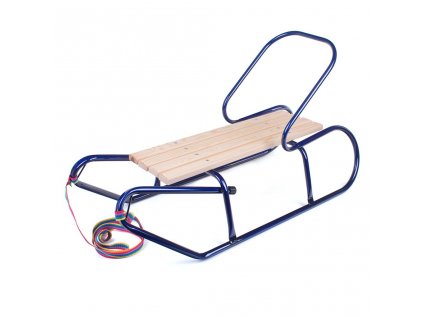 Detské kovové sánky s operadlom BAYO 87 cm modré - 49892