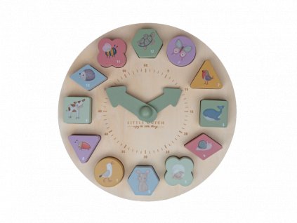 Hodiny s puzzle kockami drevené Farma