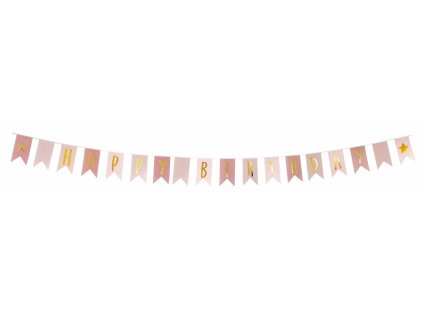 A3217 Jabadabado Banner Happy Birthday Ružový