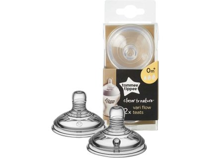 Tommee Tippee CTN Vari Flow Teats 0M+, Náhradné cumlíky nas dojčenskú fľašu 0m+, 2ks