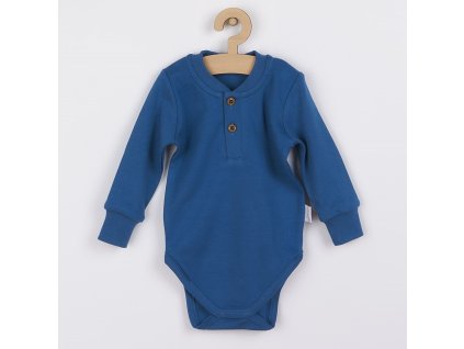 Dojčenské bavlnené body s dlhým rukávom Nicol Ivo modrá, 86 (12-18m) - 50889