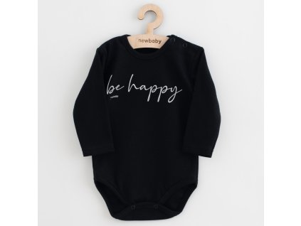 Dojčenské bavlnené body s dlhým rukávom New Baby Be Happy, 68 (4-6m) - 52050