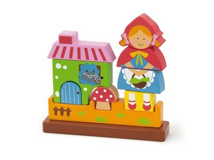 Drevené magnetické puzzle kocky Viga Červená Čiapočka - 48946