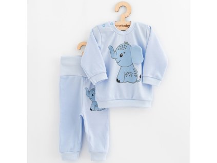 Dojčenská súprava tričko a tepláčky New Baby Happy Elephant blue, 62 (3-6m) - 56467