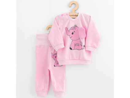 Dojčenská súprava tričko a tepláčky New Baby Happy Elephant pink, 86 (12-18m) - 56476