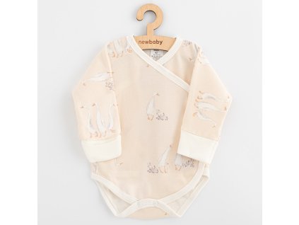 Dojčenské bavlnené celorozopínacie body s dlhým rukávom New Baby Husičky, 56 (0-3m) - 56342