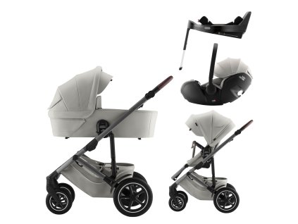 Set kočík Smile 5Z + hlboká korba + autosedačka Baby-Safe PRO + Vario Base 5Z Lux, Linen Grey