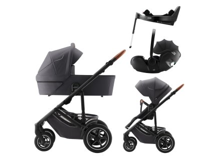 Set kočík Smile 5Z + hlboká korba + autosedačka Baby-Safe PRO + Vario Base 5Z Classic, Midnight Grey