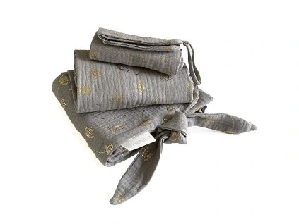 11826 set muslin flower grey