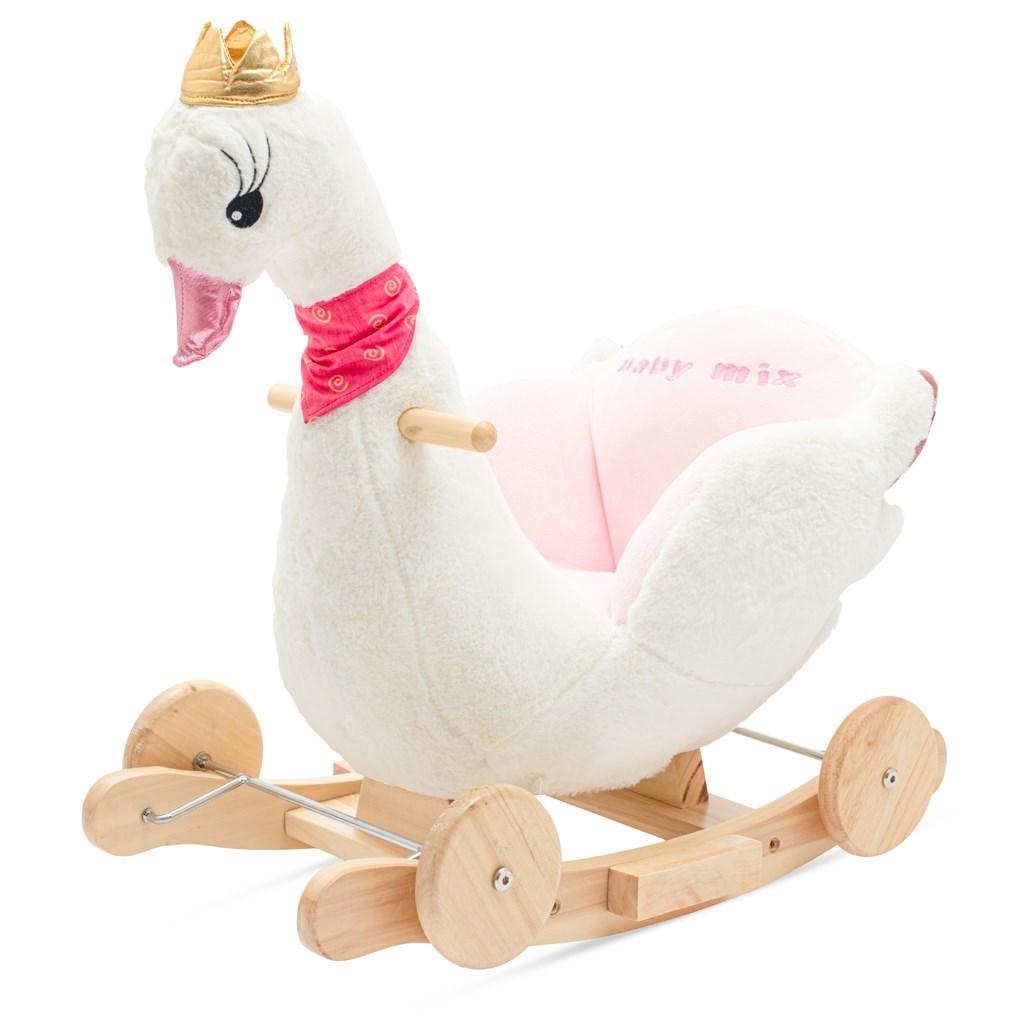 E-shop Hojdacia hračka s kolieskami a melódiou Baby Mix Labuť biela - 56423