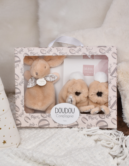 E-shop DC4258 DouDou et compagnie Darčeková krabička zajačik 15cm - Béžová
