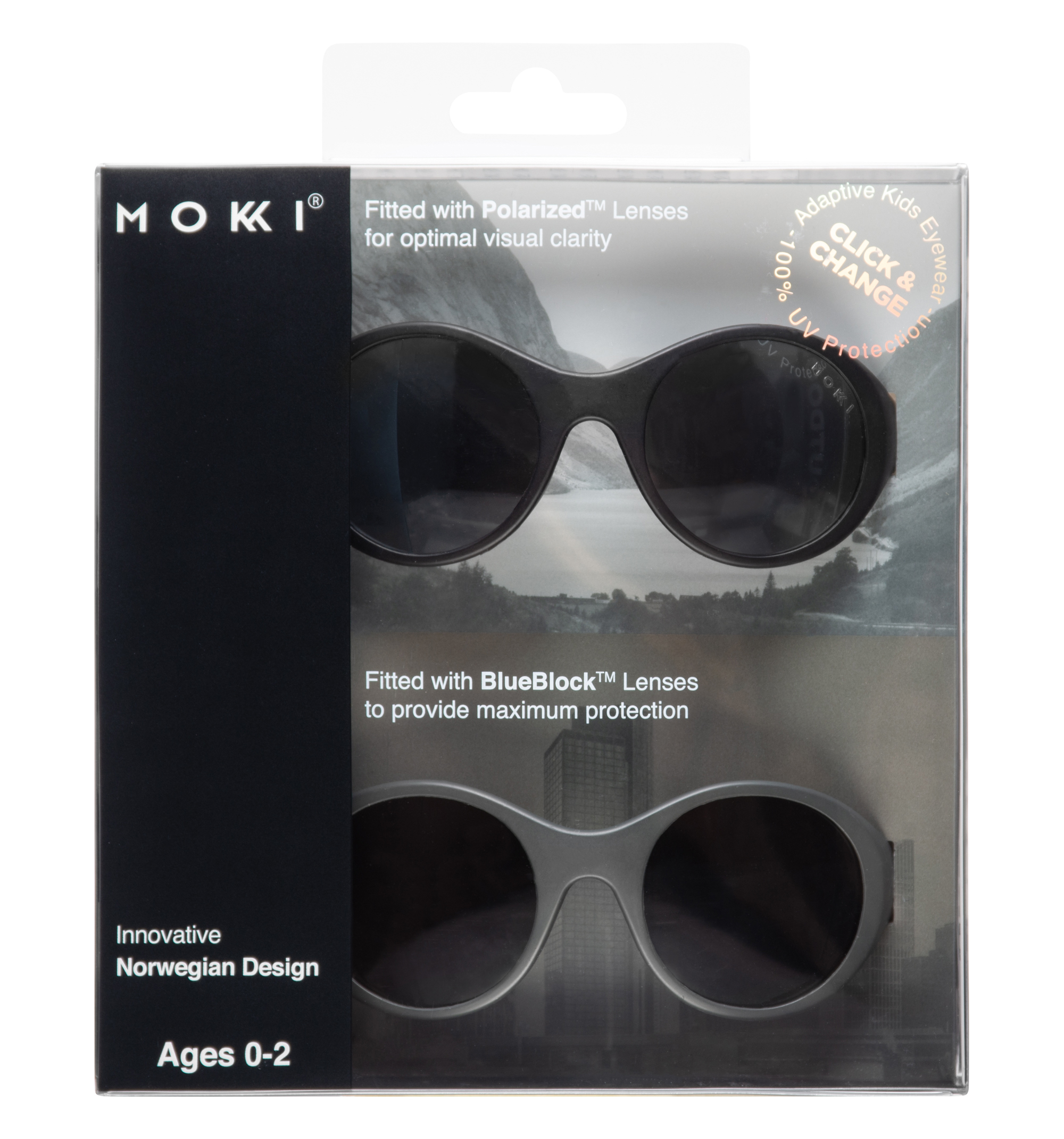 E-shop Mokki Click&Change okuliare pre deti 0-2r, čierne