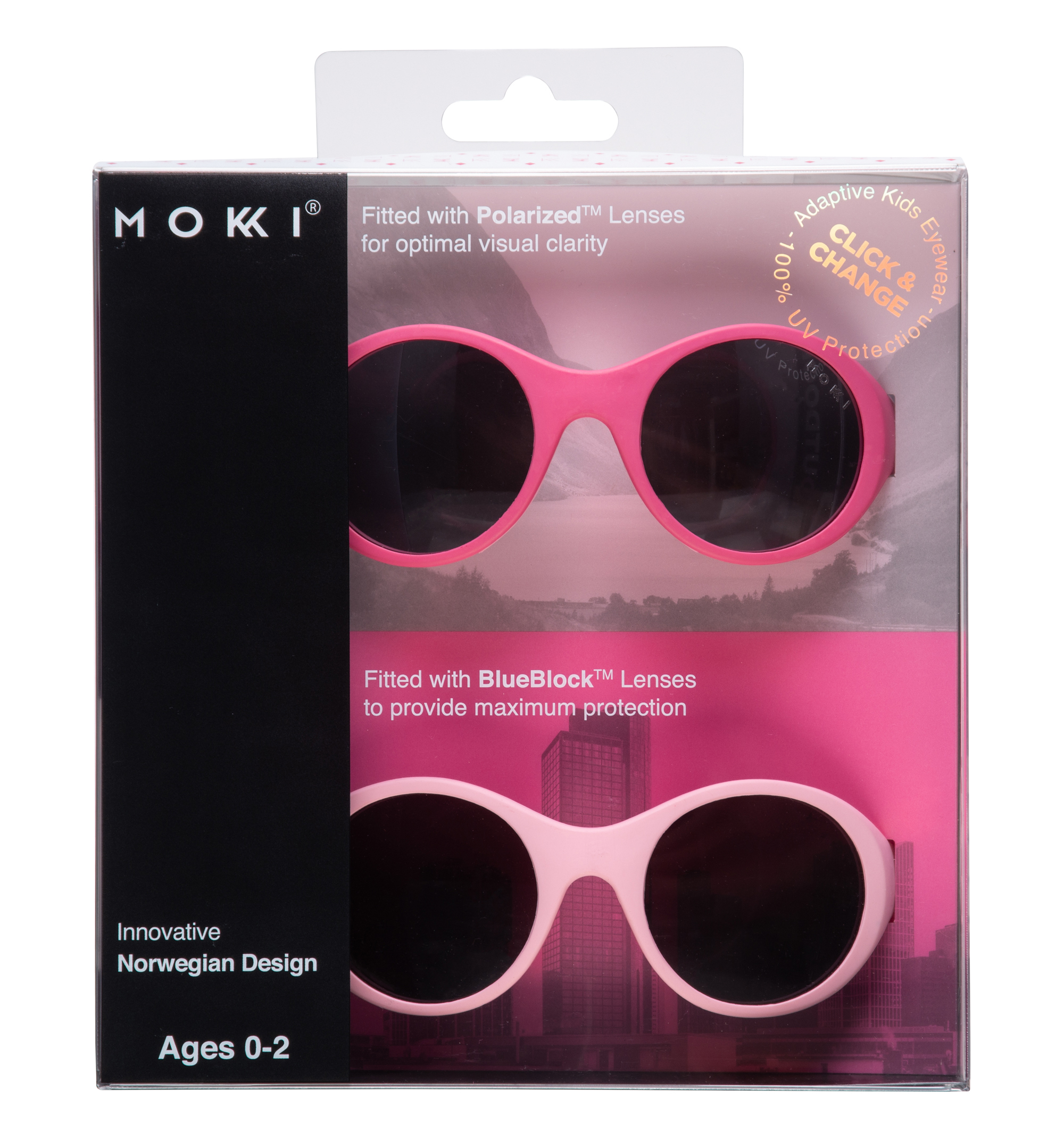 E-shop Mokki Click&Change okuliare pre deti 0-2r, ružové