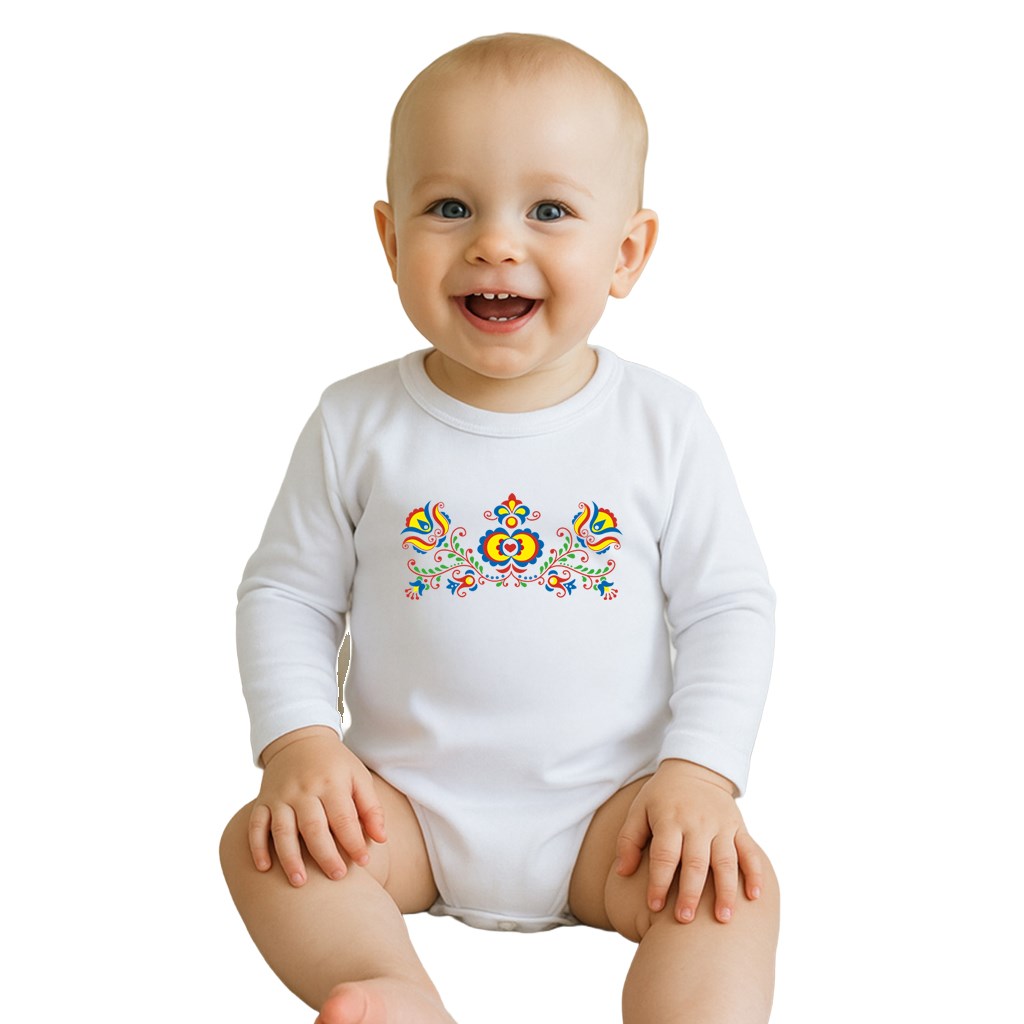 E-shop Detské body s potlačou New Baby Ľudový vzor, 80 (9-12m) - 57376
