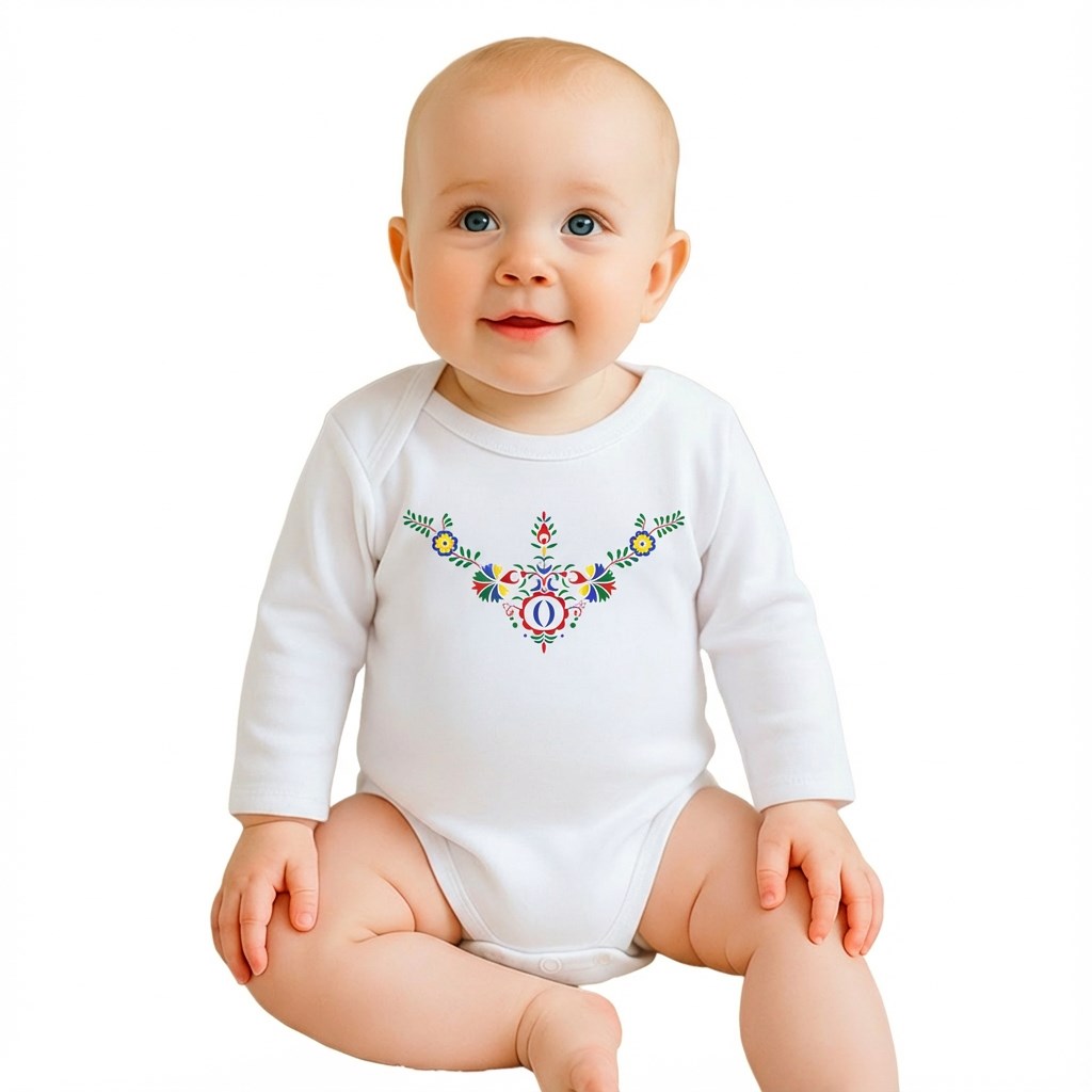E-shop Detské body s potlačou New Baby Ľudový vzor kvetiny, 56 (0-3m) - 57412