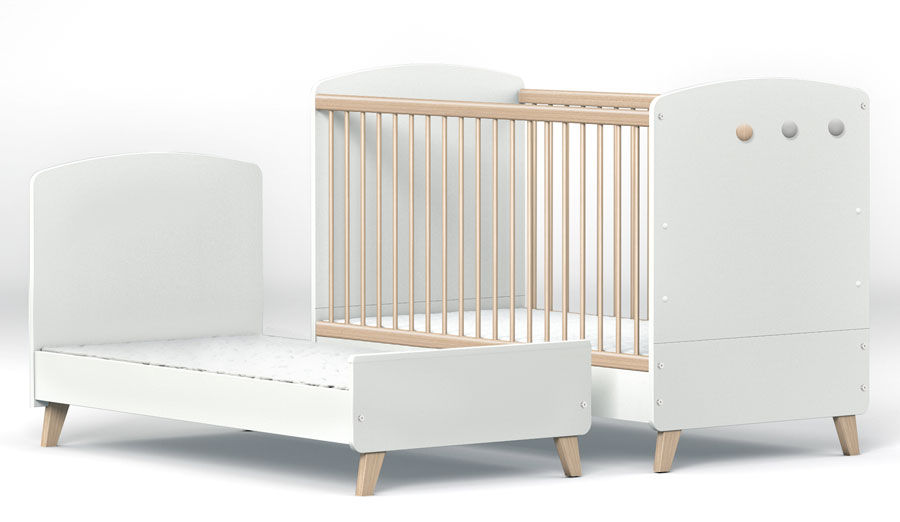 E-shop Variabilná postieľka Faktum Colette White 70 × 140 cm, lesklá biela