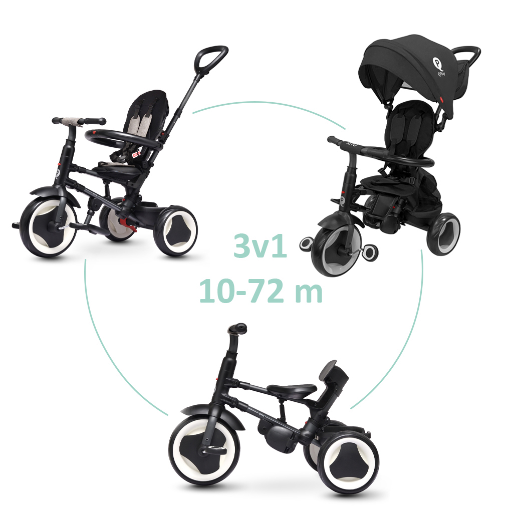 E-shop QPLAY Trojkolka Rito eva plus Black, vek 10-72 mesiacov