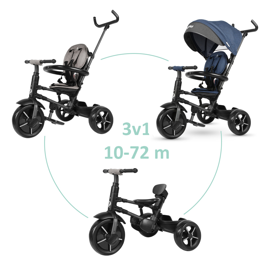 E-shop QPLAY Trojkolka Rito star Blue,skladacia, vek 10-72 mesiacov