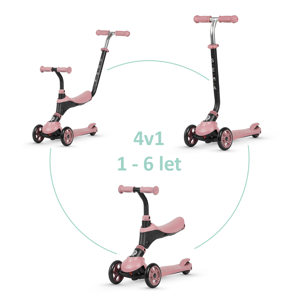 E-shop QPLAY Kolobežka / odrážadlo Sema Pink, vek 1-6 rokov, do 50 kg