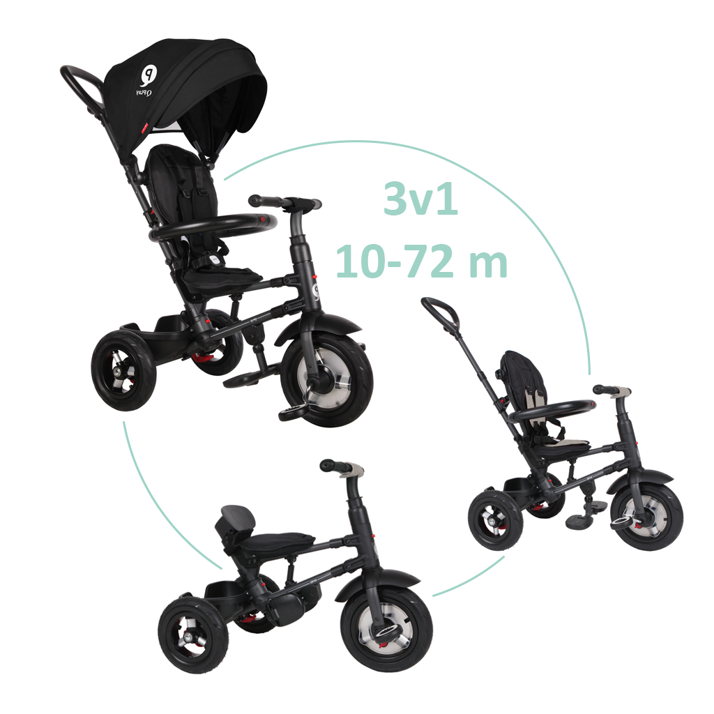 E-shop QPLAY Trojkolka Rito air gel (Rubber) Black, vek 10-72 mesiacov