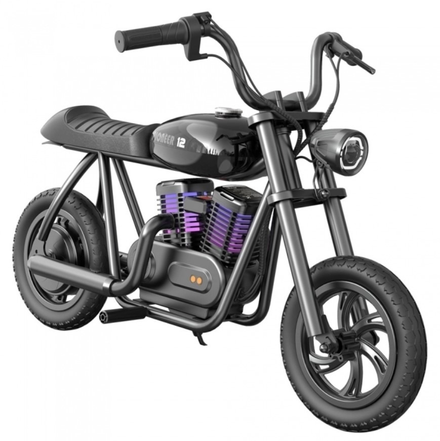 E-shop Hyper Gogo Pioneer Detská elektrická motorka (Chopper), 12" kolesá, čierna