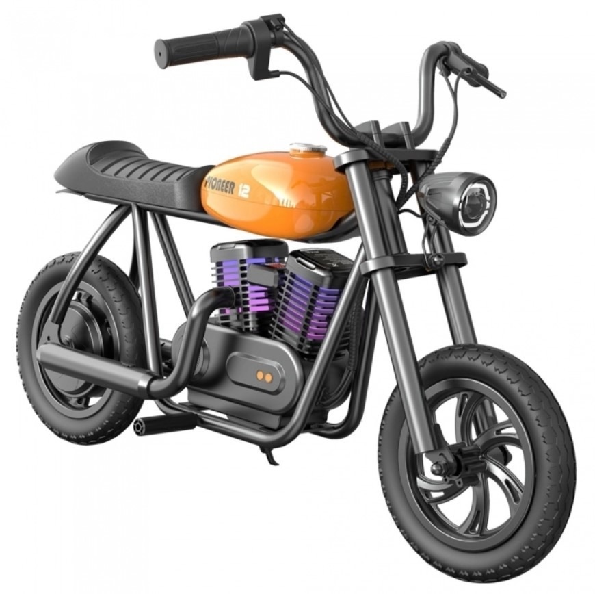 E-shop Hyper Gogo Pioneer Detská elektrická motorka (Chopper), 12" kolesá, oranžová