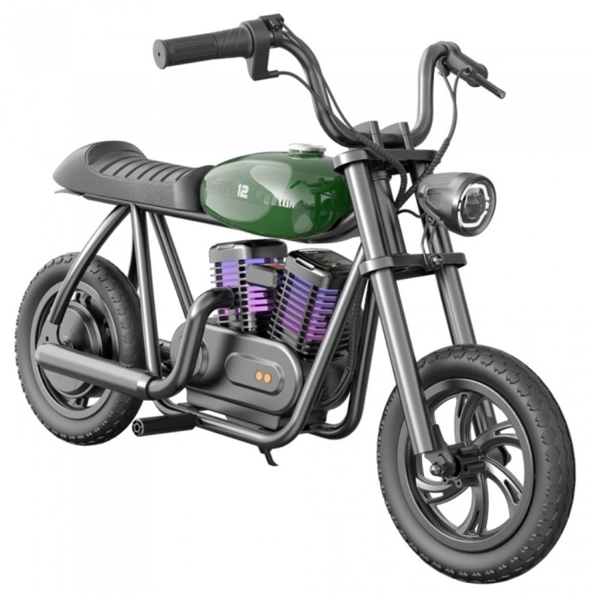 E-shop Hyper Gogo Pioneer Detská elektrická motorka (Chopper), 12" kolesá, zelená