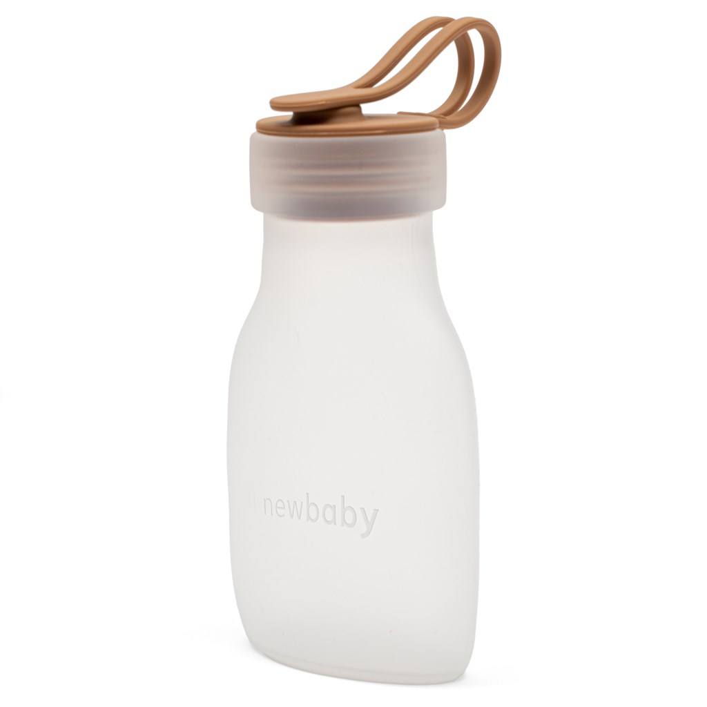 E-shop Silikónová fľaša na materské mlieko New Baby hnedá - 56979
