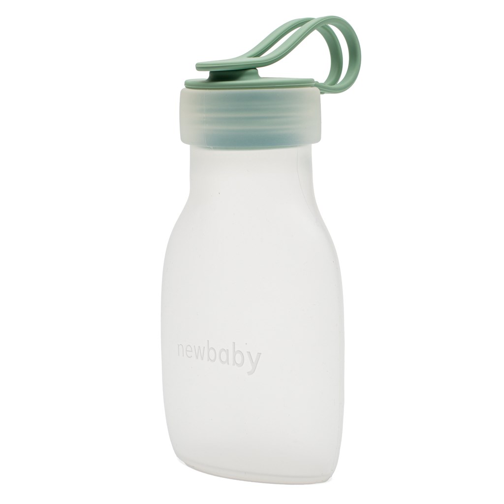 E-shop Silikónová fľaštička na materské mlieko New Baby modrá - 56980