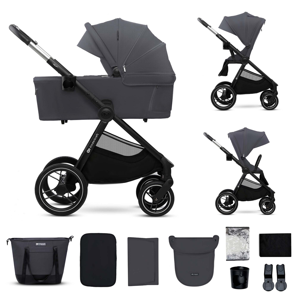E-shop KINDERKRAFT Kočík kombinovaný Nea 2 2v1 Dark Grey