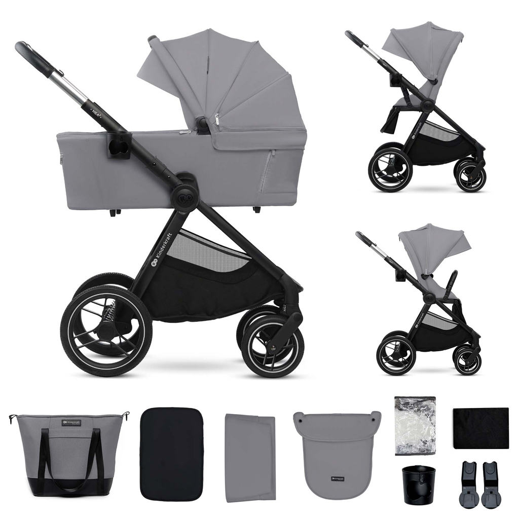 E-shop KINDERKRAFT Kočík kombinovaný Nea 2 2v1 Platinum Grey