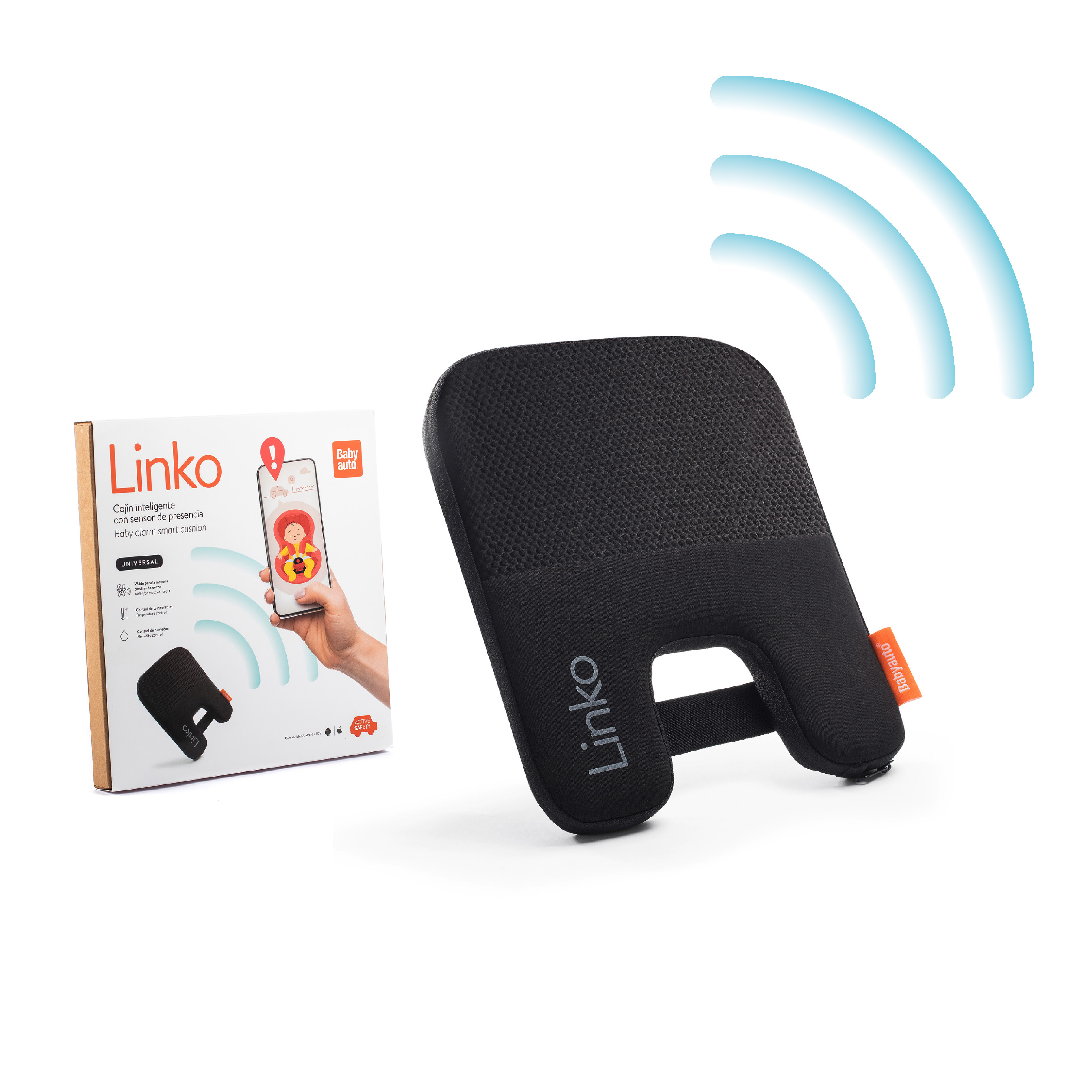 E-shop BabyAuto LINKO baby alarm Inteligentné polstrovanie detskej autosedačky, black