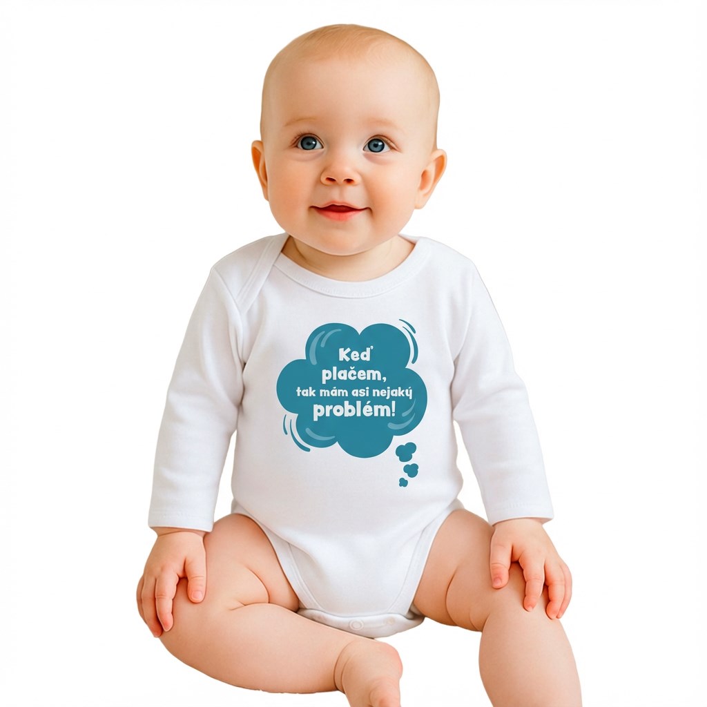 E-shop Detské body s potlačou New Baby Keď plačem, tak mám asi nejaký problém! modrá, 80 (9-12m) - 57755