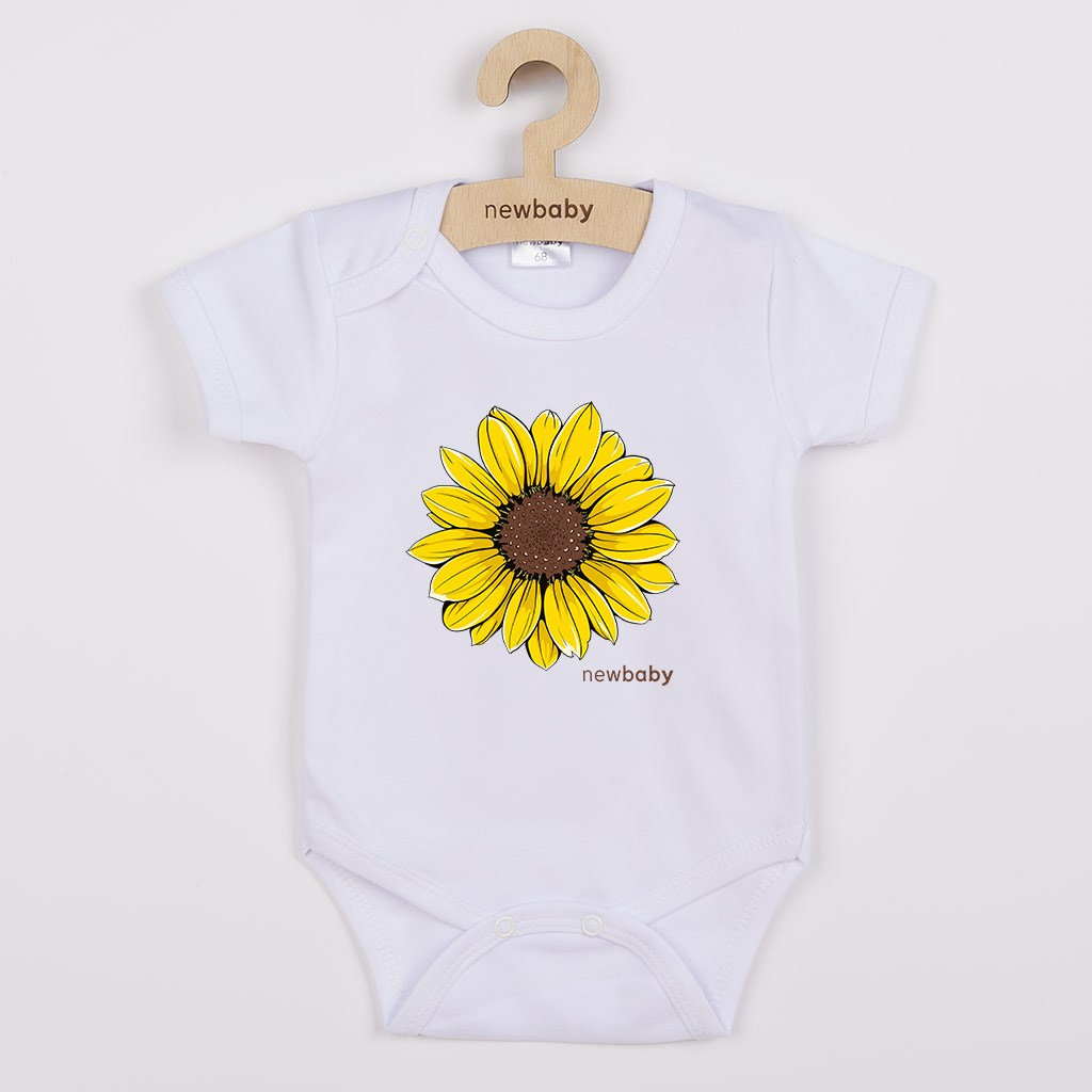 E-shop Detské body s potlačou New Baby Slnečnica - krátky rukáv, 68 (4-6m) - 57852