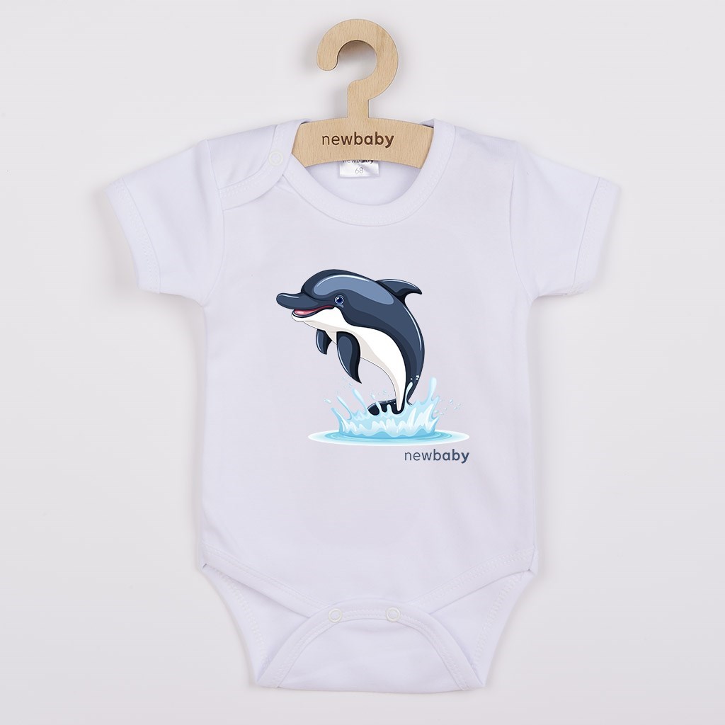 E-shop Detské body s potlačou New Baby Dolphin - krátky rukáv, 68 (4-6m) - 57859
