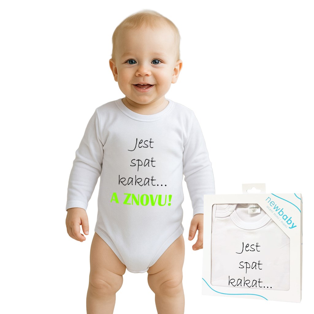 E-shop Body s potlačou New Baby Jesť spať kakať...a ZNOVU - darčekové balenie, 86 (12-18m) - 50581