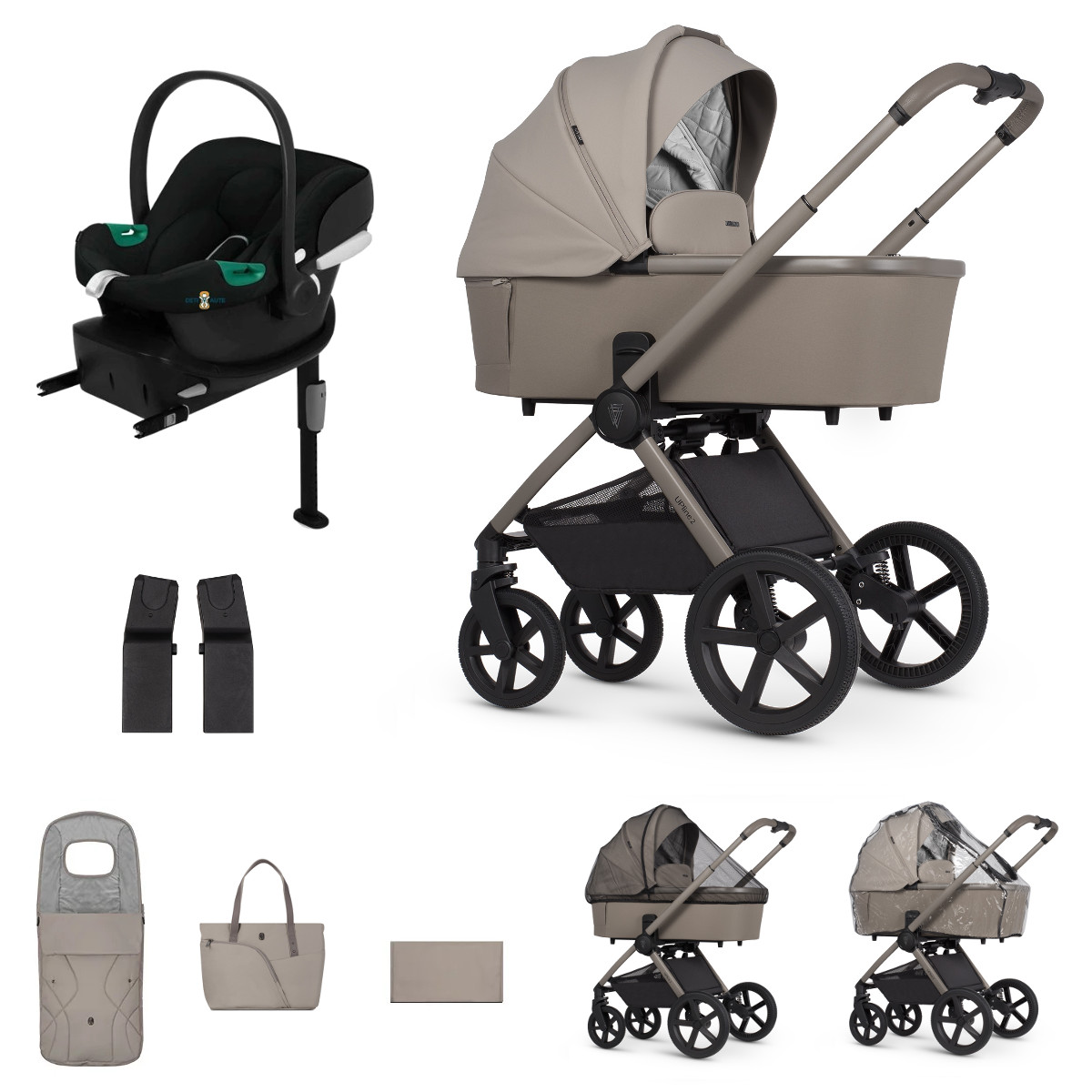 Venicci kočík Tinum UPline 2, Taupe + Cybex Aton B2 so základňou