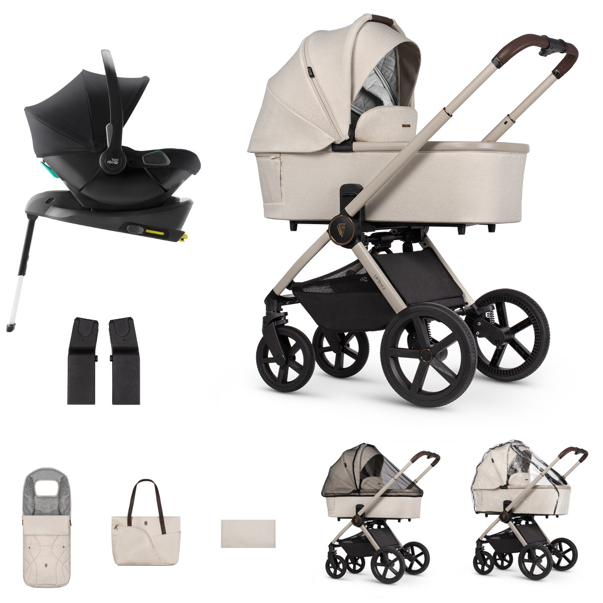 E-shop Venicci kočík Tinum UPline 2, Stone beige + Baby Safe Core so základňou