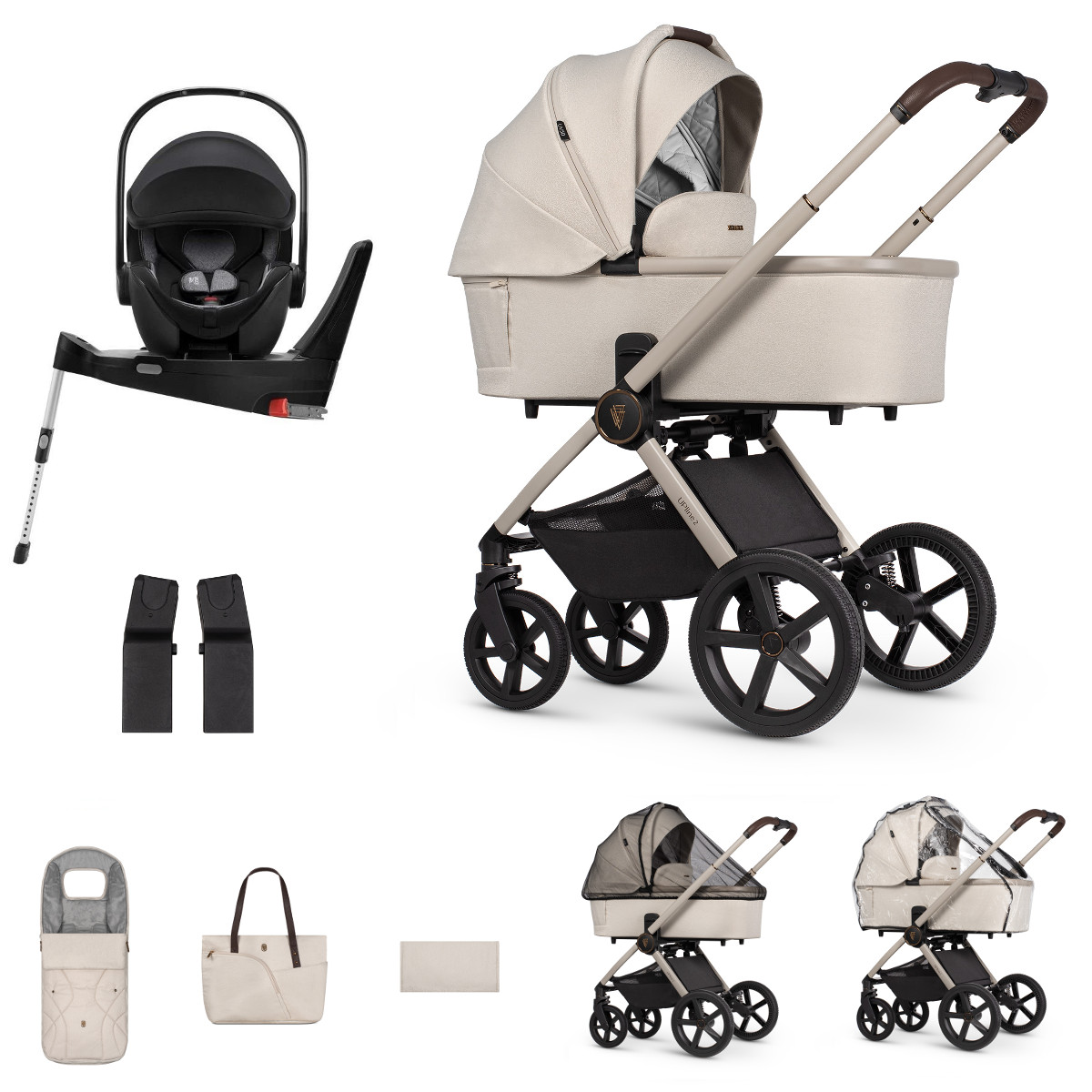 Venicci kočík Tinum UPline 2, Stone beige + Baby Safe PRO so základňou