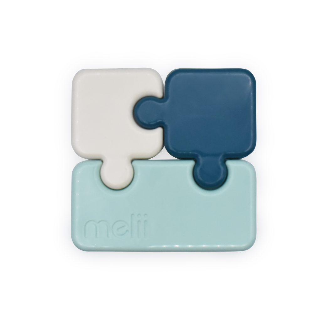 E-shop Melii Desiatový box Puzzle 850 ml - Luxe mätový/modrý