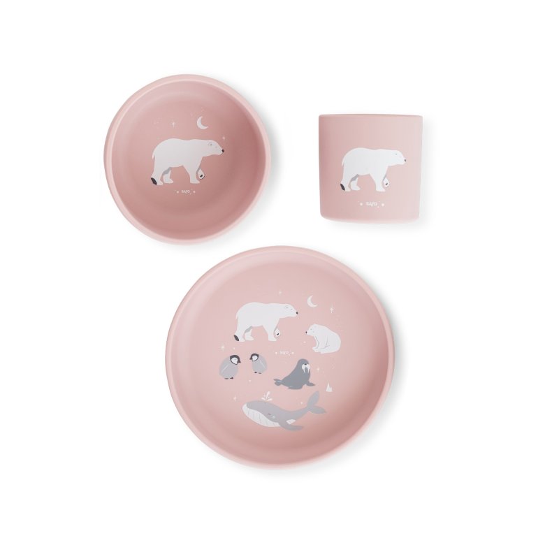 E-shop Saro Baby Silikónová jedálenská sada Polaris Pink