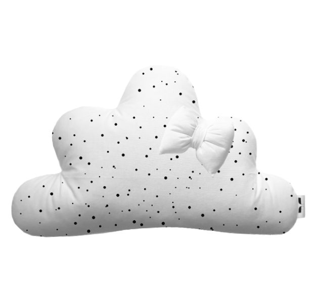 E-shop LevinFelin Vankúš Oblak bavlnený (35x20cm), čierne bodky na bielom