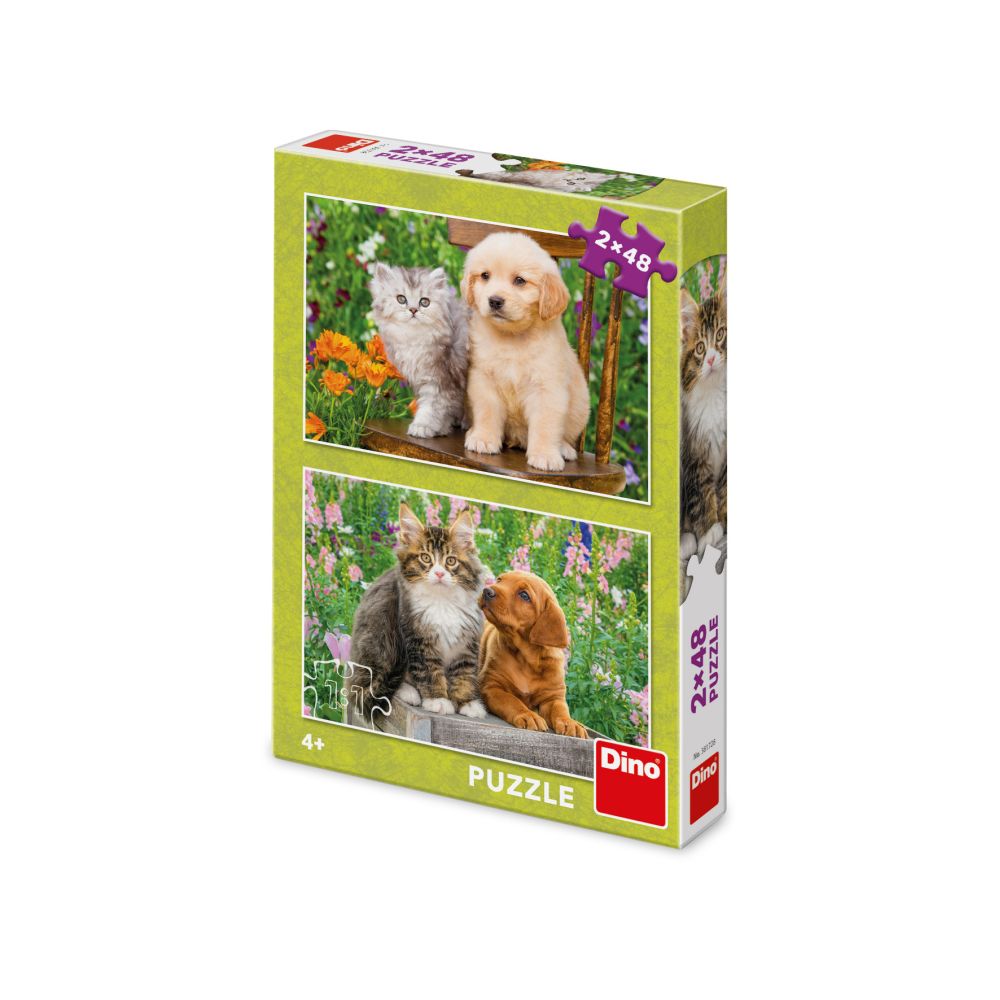 E-shop Dino PSÍK A MAČIČKA NA ZÁHRADE 2x48 Puzzle
