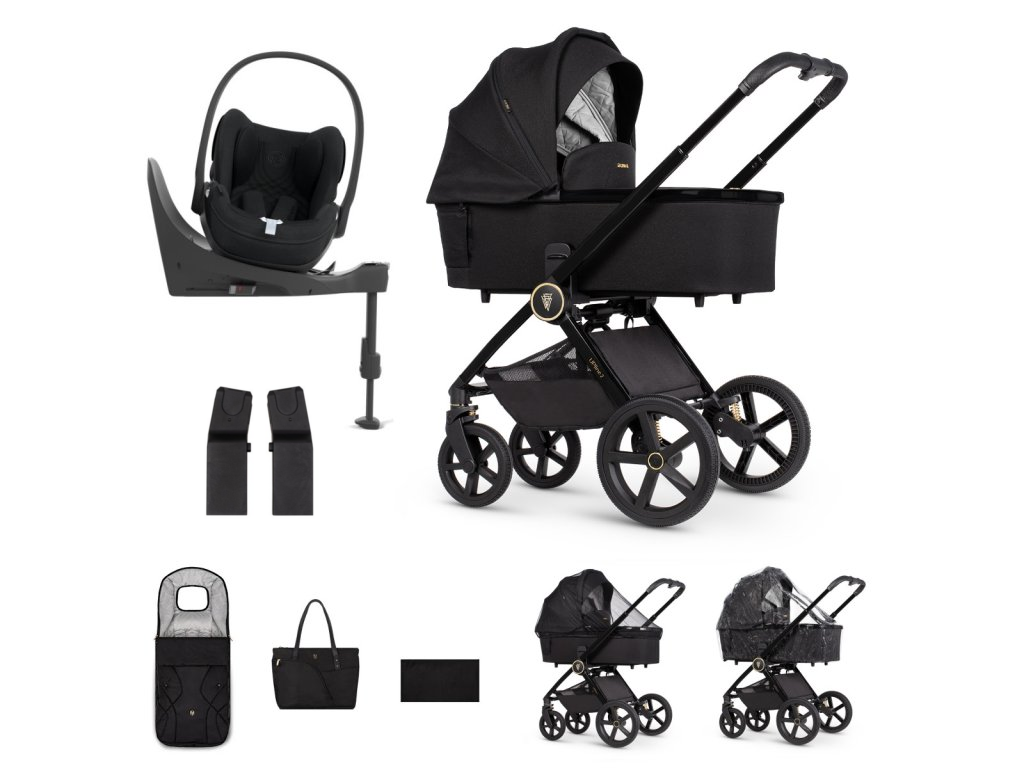 E-shop Venicci kočík Tinum UPline 2, All Black + Cybex Cloud T Plus so základňou