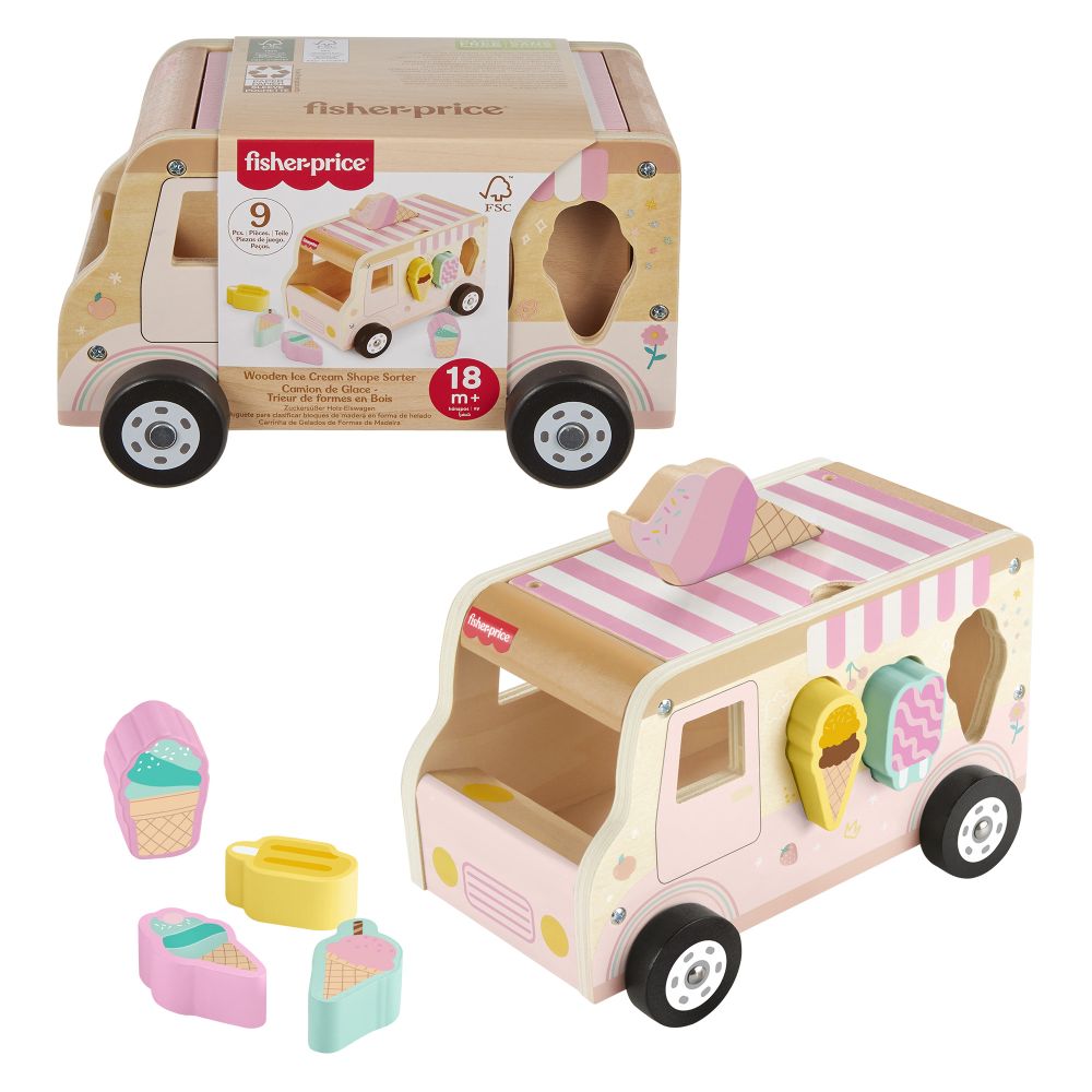E-shop Mattel Fisher Price DREVENÁ VKLADAČKA ZMRZLINÁRSKE AUTO