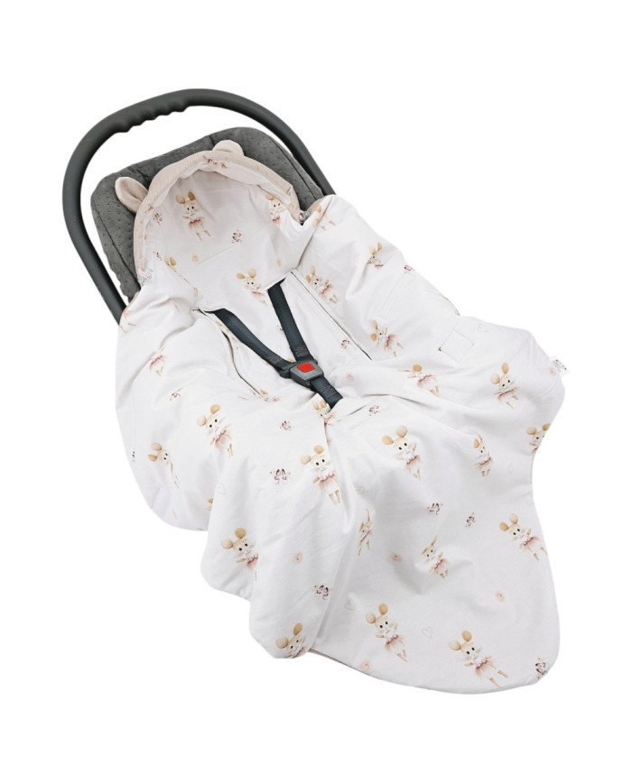 EKO Zavinovací fusak do autosedačky VELVET 3 a 5-bodové pásy SP-49 BALLERINA MOUSE