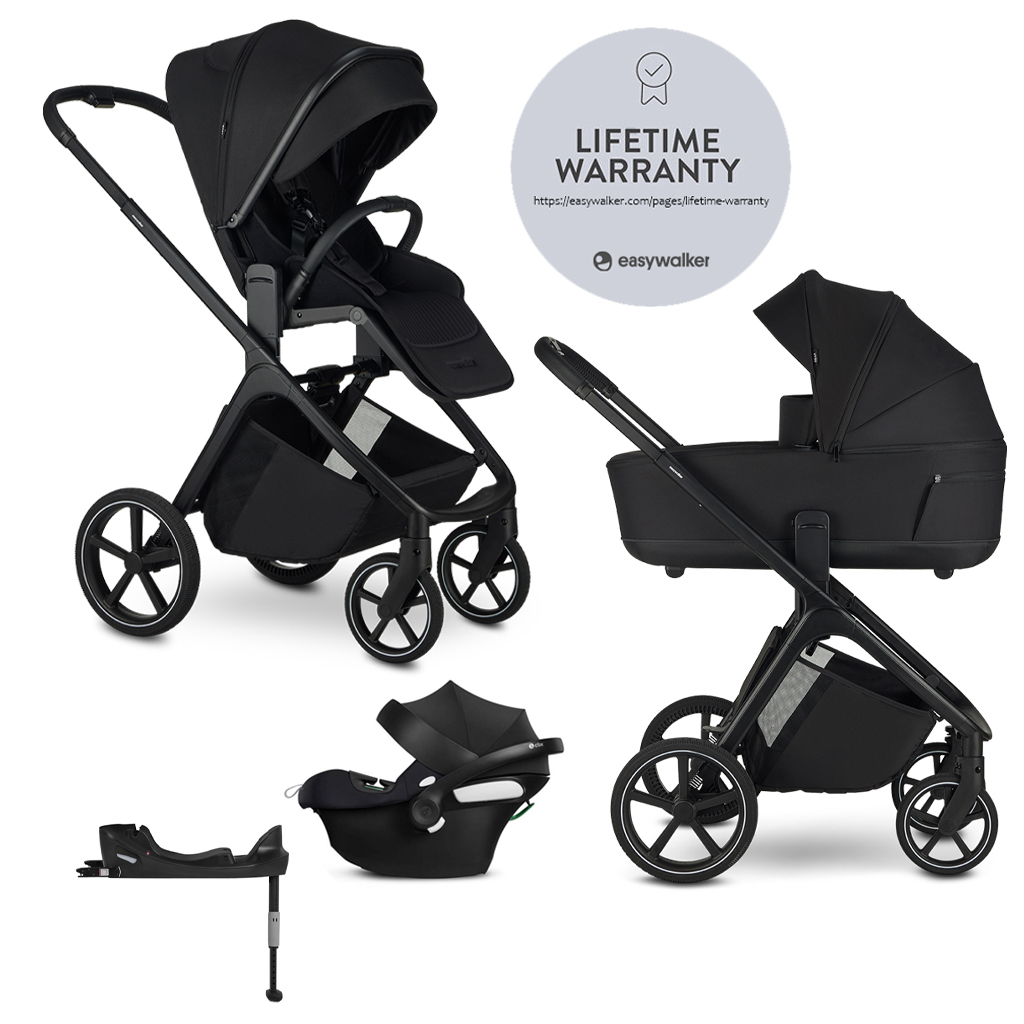 E-shop EASYWALKER Kočík kombinovaný Zoey Pure Black + CBX By CYBEX Aton B2 i-Size + základňa