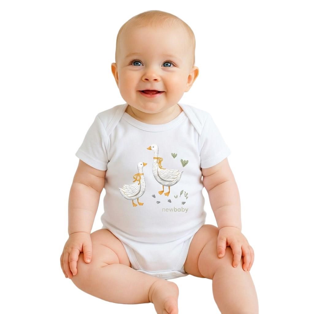 E-shop Detské body s potlačou New Baby Husičky - krátky rukáv, 80 (9-12m) - 58193