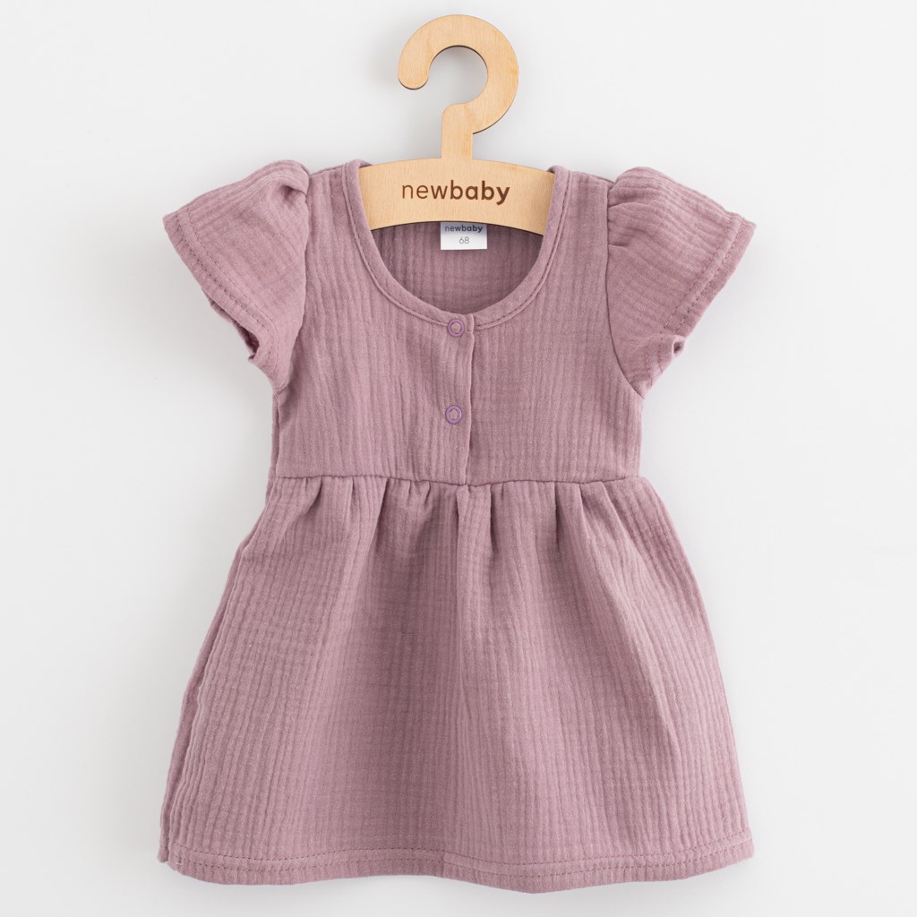 E-shop Dojčenské mušelínové šaty New Baby lavender, 74 (6-9m) - 58097