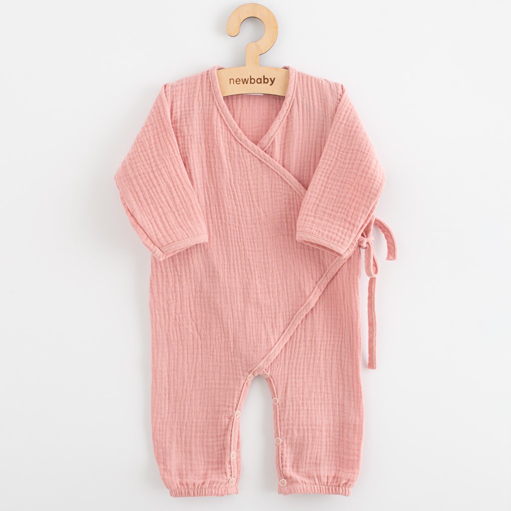 E-shop Dojčenský mušelínový overal New Baby pink, 74 (6-9m) - 58141